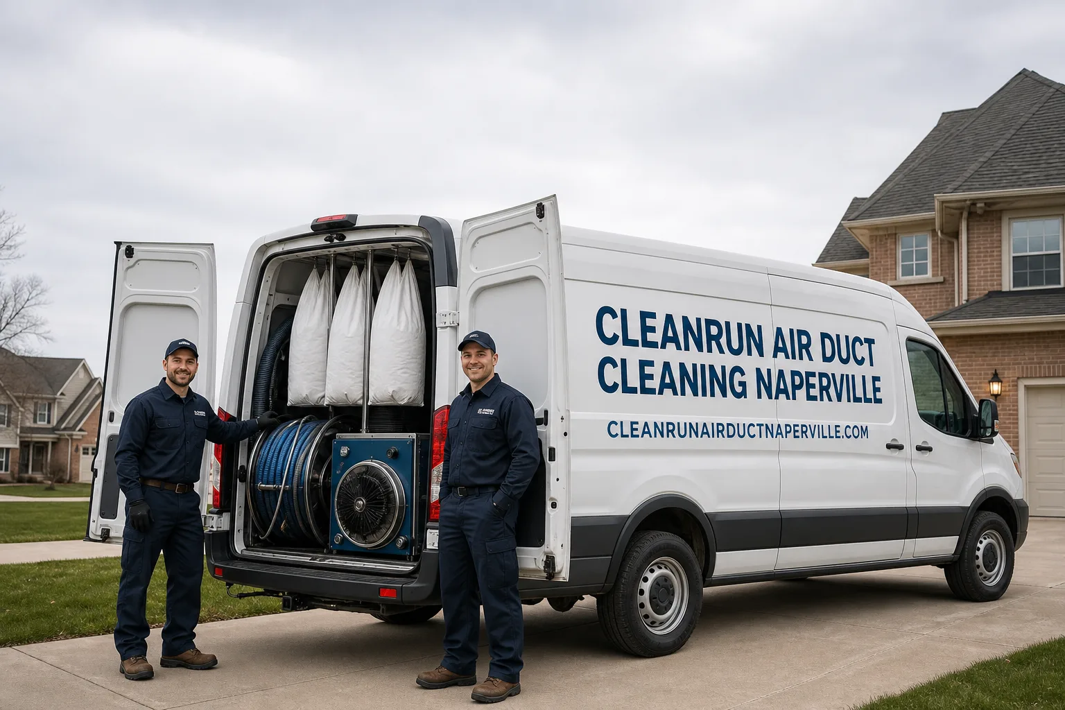 CleanRun Air Duct Cleaning Naperville air duct cleaning service vehicle and crew in Naperville, IL